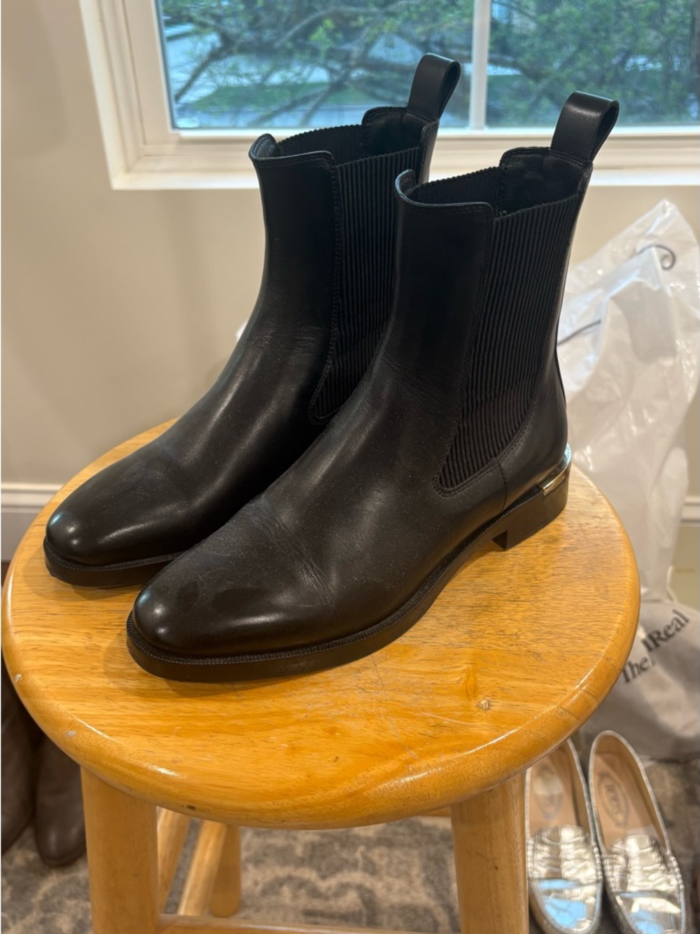 Jimmy Choo Black Leather Chelsea Ankle Boots